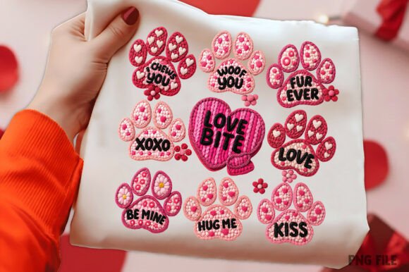 Valentine coquette paws and hearts