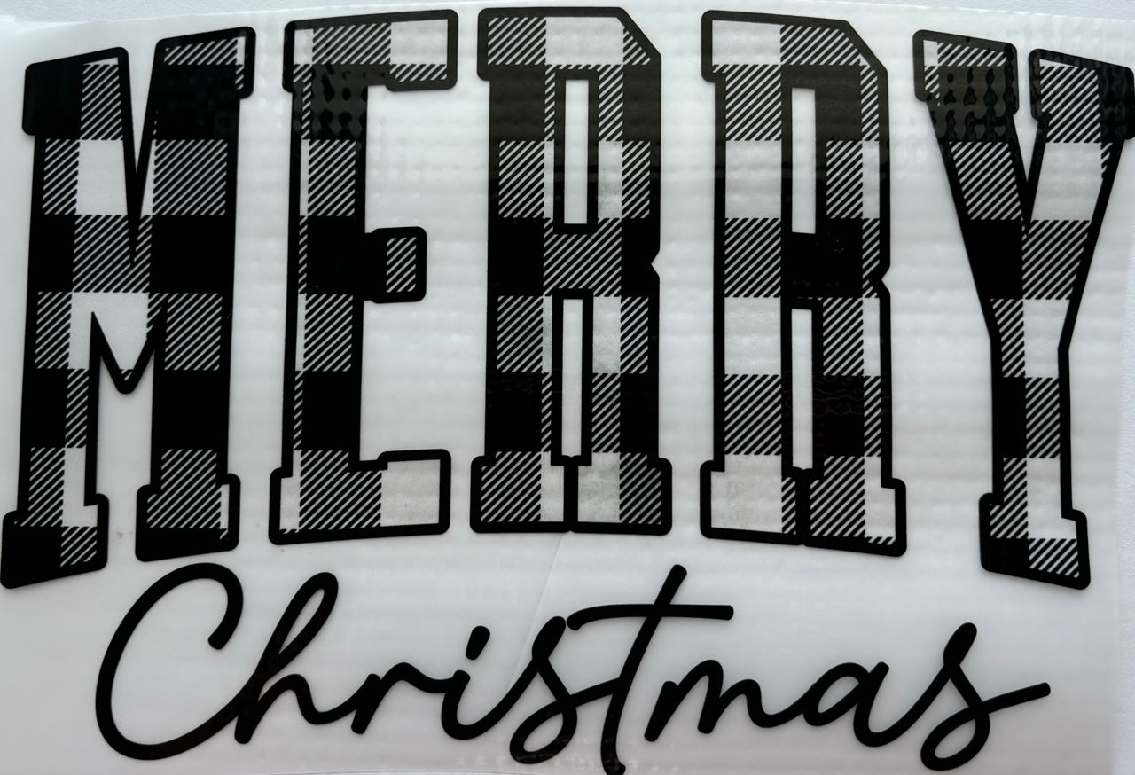 Merry Christmas black/white checkered
