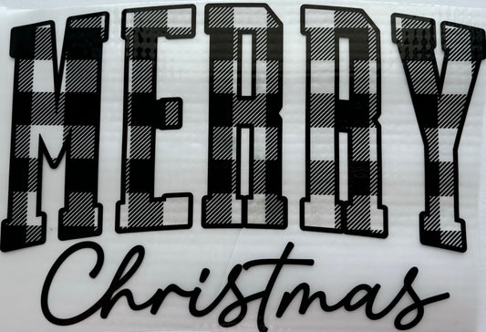 Merry Christmas black/white checkered