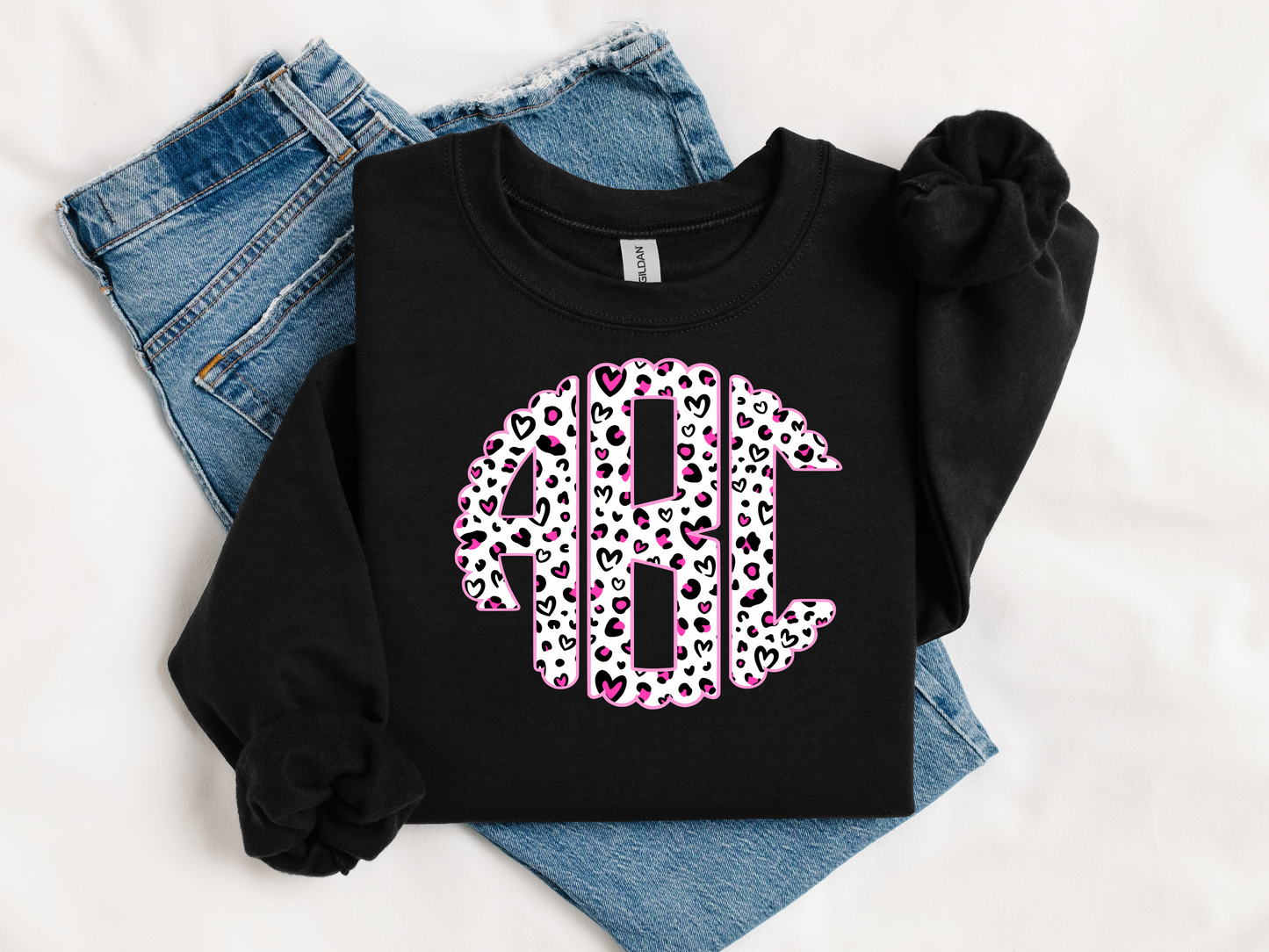 Heart Cheeta Bow Monogram