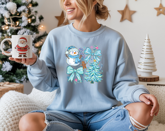 Blue brush stroke snowman